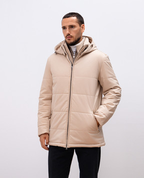 Cashmere&Whiskey Beige quilted jacket with logo monogram engraving CWSS24004