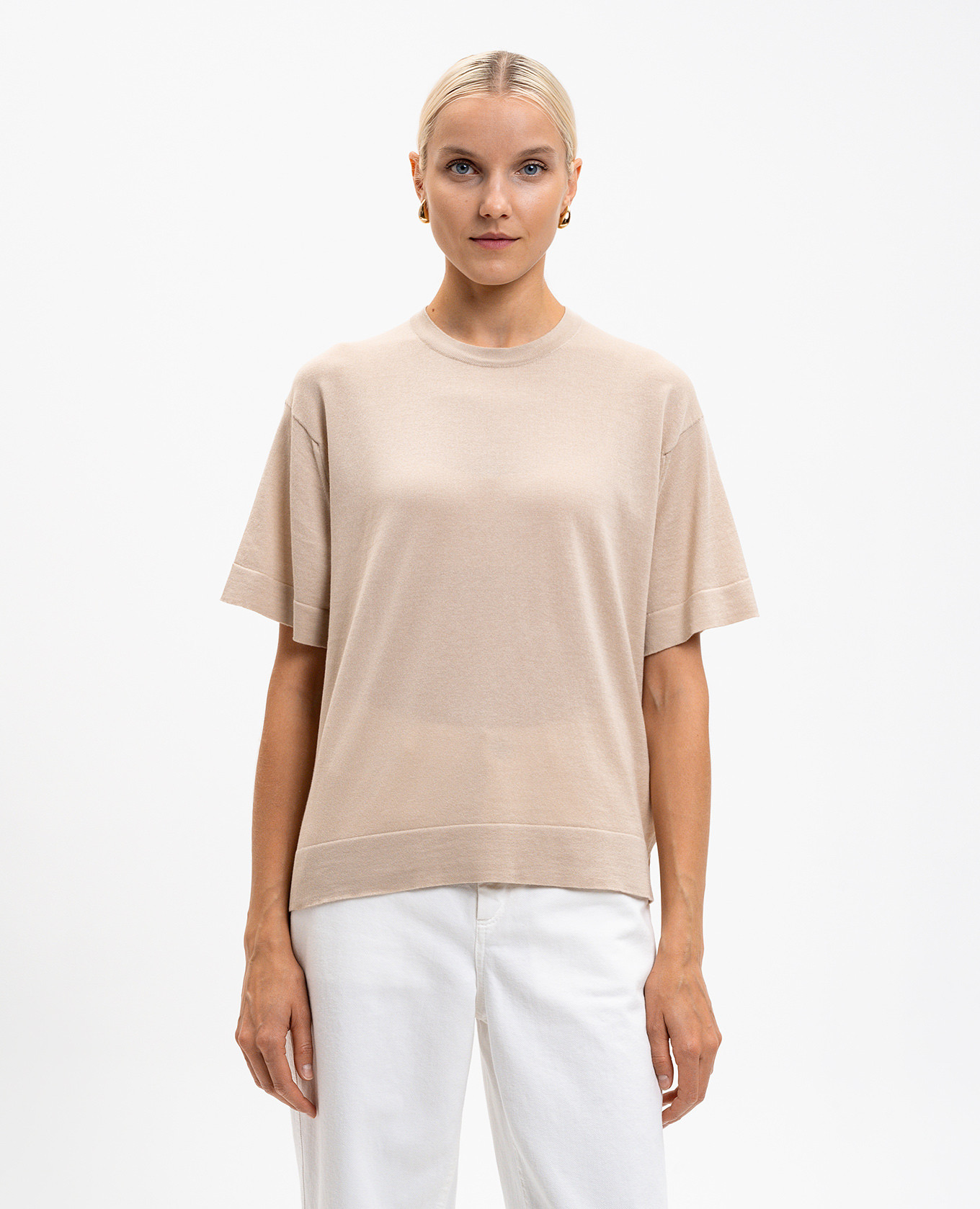 Beige DANBY T-shirt with slits John Smedley 2