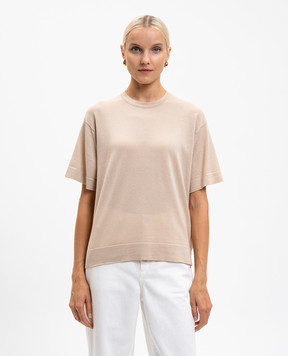 John Smedley Beige DANBY T-shirt with slits DANBY