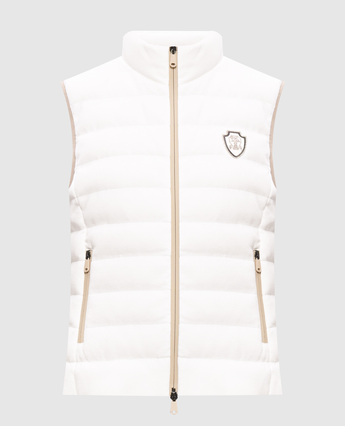 

White down vest with logo patch Brunello Cucinelli