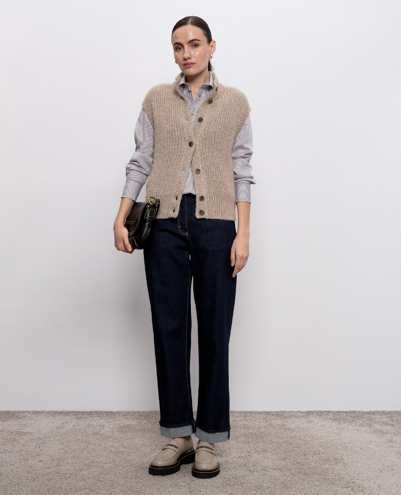 

Striped shirt with monil chain Peserico, White