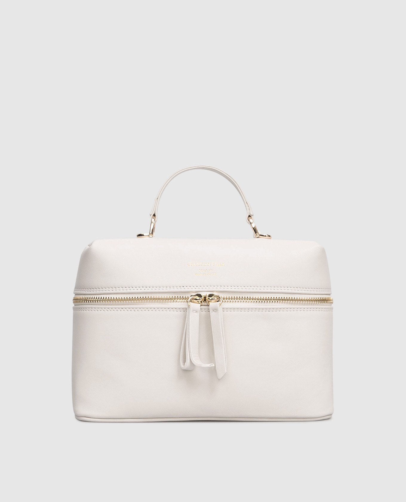

Beige leather bag with logo Christian Villa