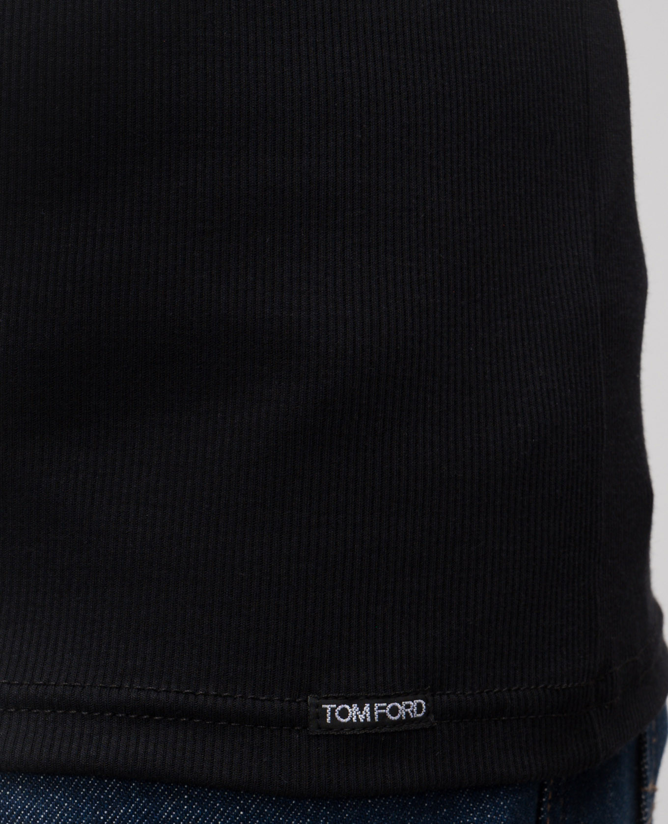 

Black ribbed T-shirt with logo patch Tom Ford