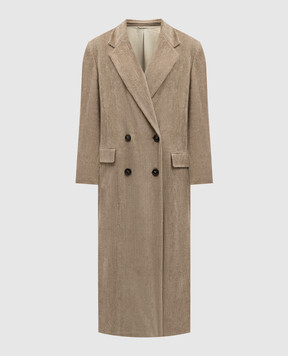Brunello Cucinelli Beige corduroy coat with monil chain MD5749831P