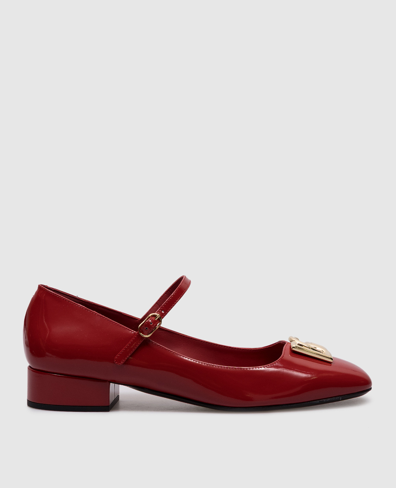 Red leather glossy shoes with logo dolce&gabbana