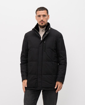 Enrico Mandelli Black silk down jacket with logo 2T790A4934