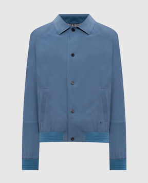 Stefano Ricci Blue nubuck jacket with logo emblem M7J5100100MKOTG