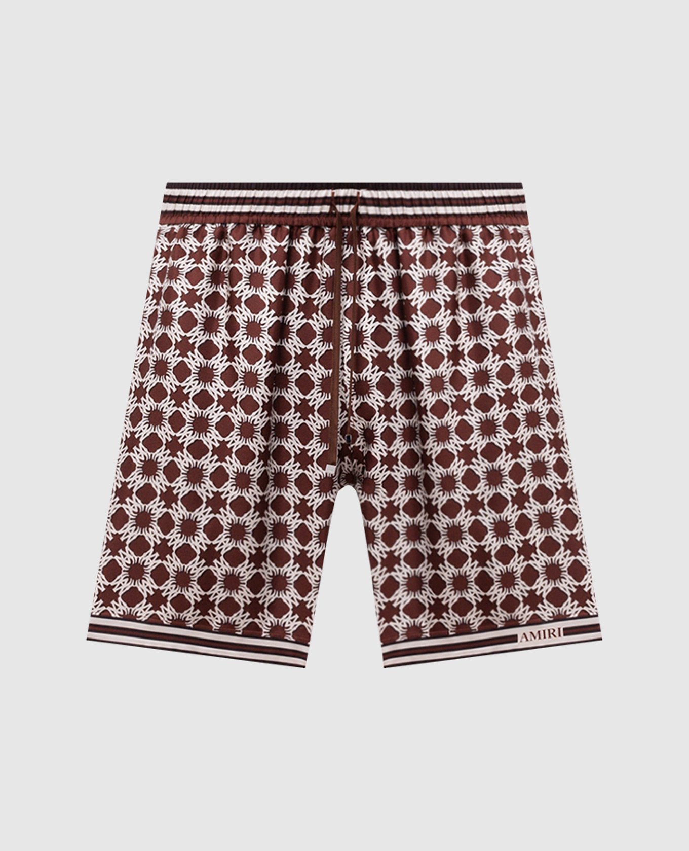 

Brown silk shorts with monogram logo print AMIRI