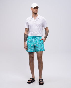 Vilebrequin Blue swim shorts with Oursins Bicolores print MOOCB115