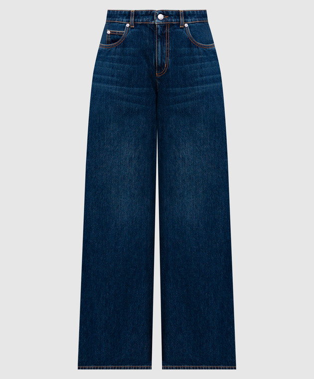 デニム・ジーパン ALEXANDER MCQUEEN Denim jeans Blue 794136QMACS Alexander McQueen - Blue jeans with leather logo patch