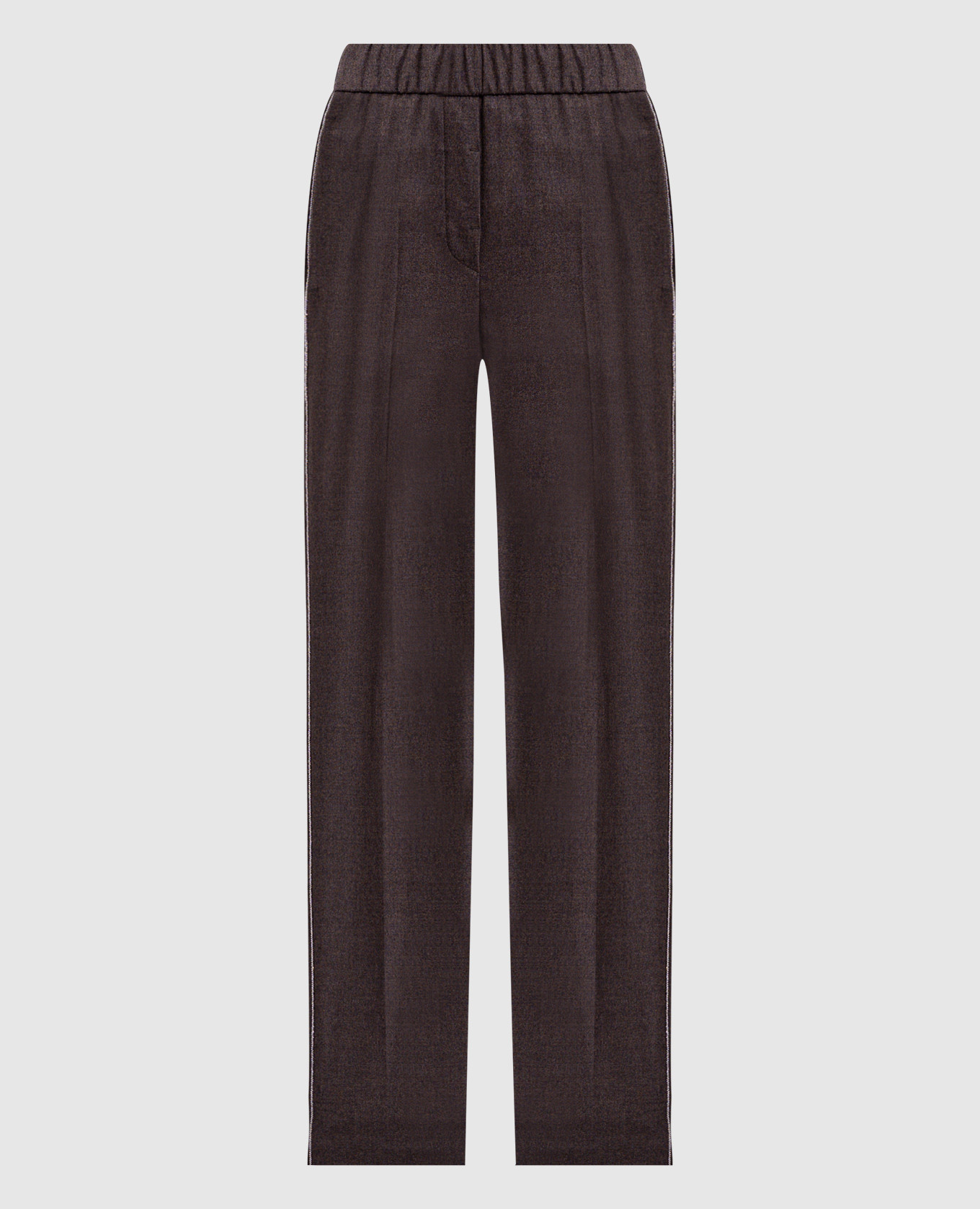 Brown wool and cashmere pants with monil chain Peserico