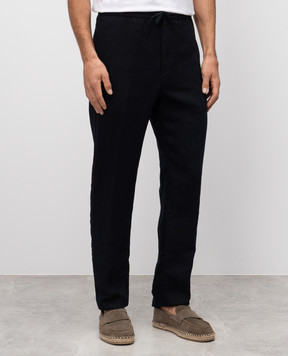 Canali Blue linen pants SG0320291695