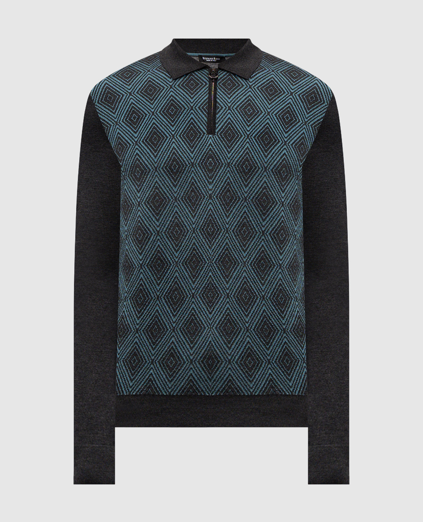 

Grey cashmere and silk patterned polo shirt Stefano Ricci