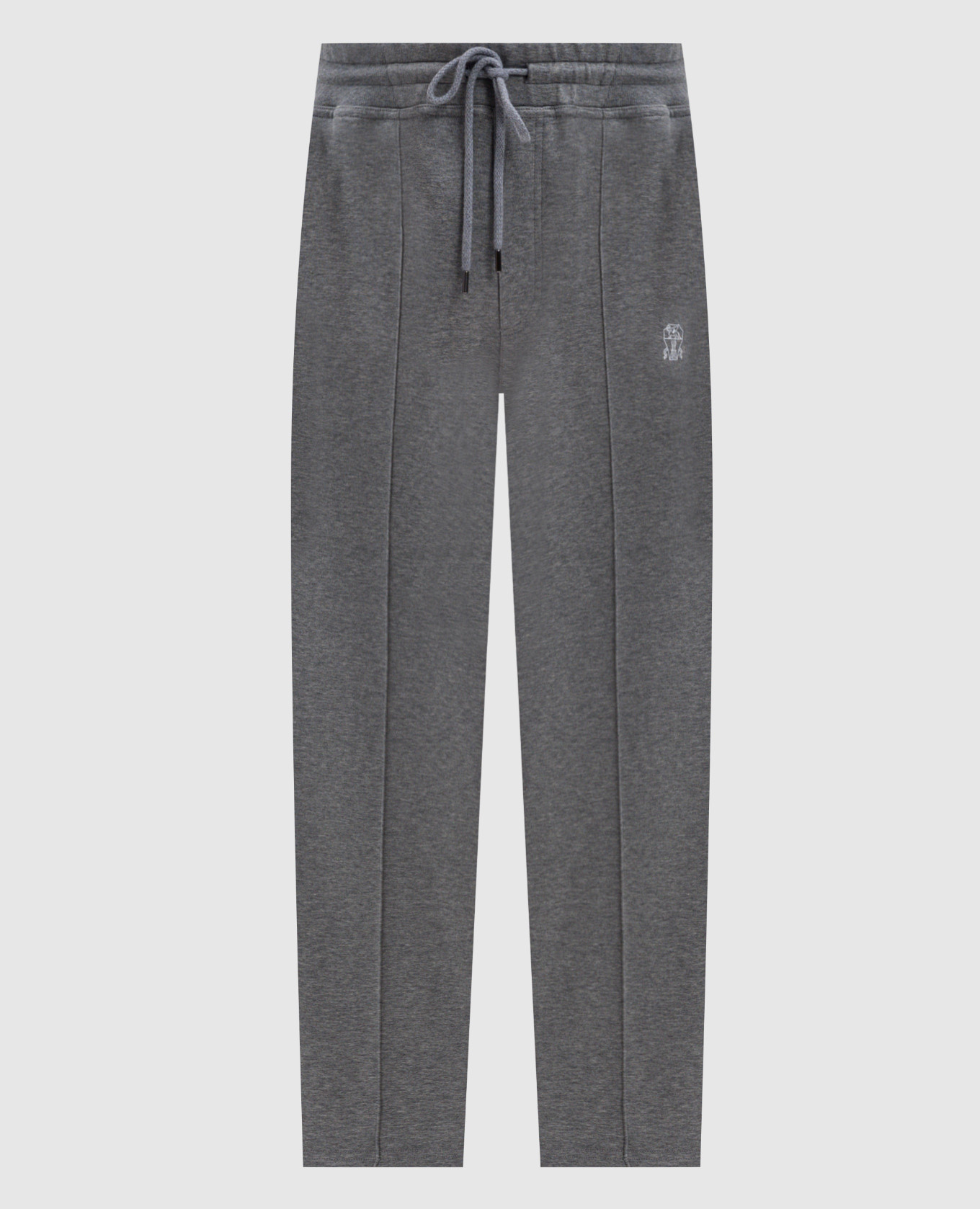 Gray cashmere sweatpants with logo print brunello cucinelli