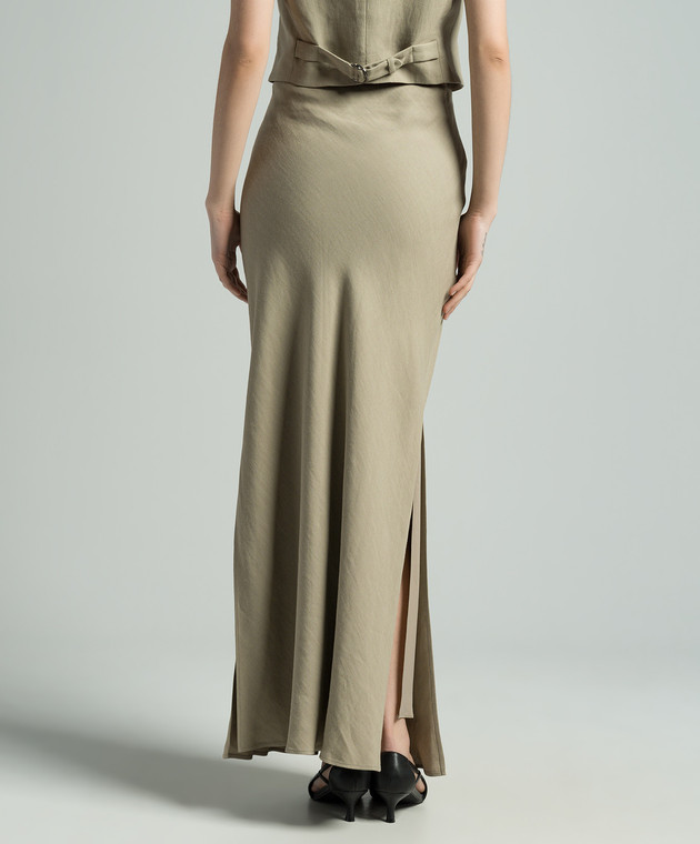 Brunello Cucinelli - Beige skirt with linen with slits