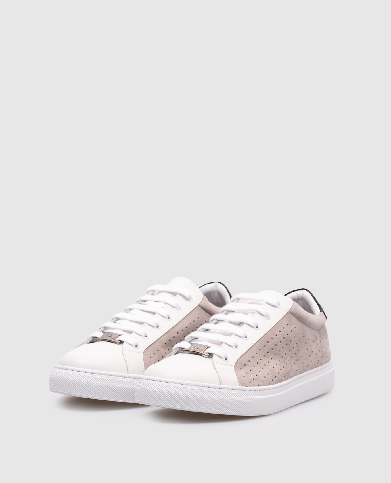 

Gray suede sneakers with perforations ISAIA, Beige