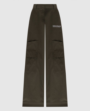 Off-White Green cargo pants with logo OWCF026S25FAB002