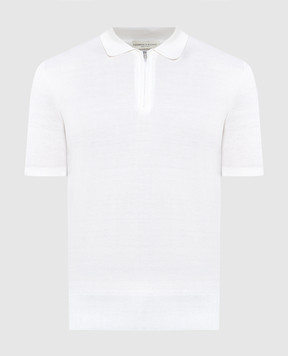 Cashmere&Whiskey White polo shirt with silk and cashmere FS05