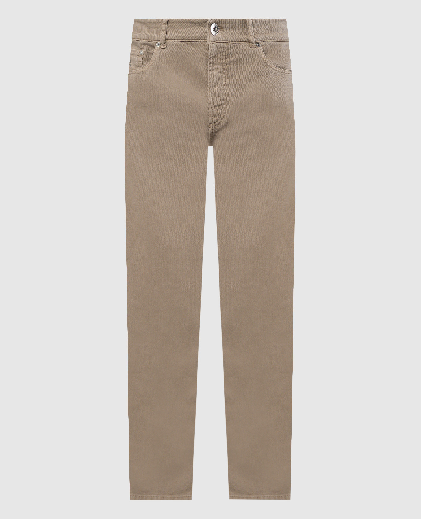 

Beige pants with leather patch and logo embroidery Brunello Cucinelli