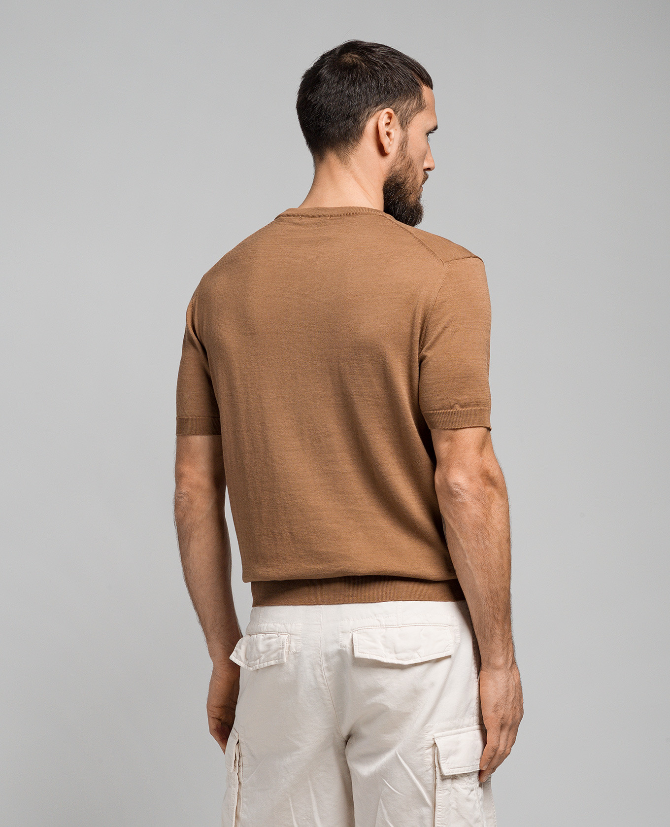 Brown T-shirt with a straight cut in silk and cashmere Cashmere&Whiskey 4