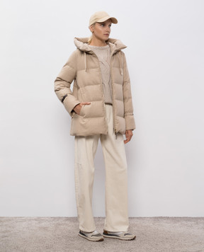 Enrico Mandelli Beige cashmere sweater with textured pattern 2KD54A5519
