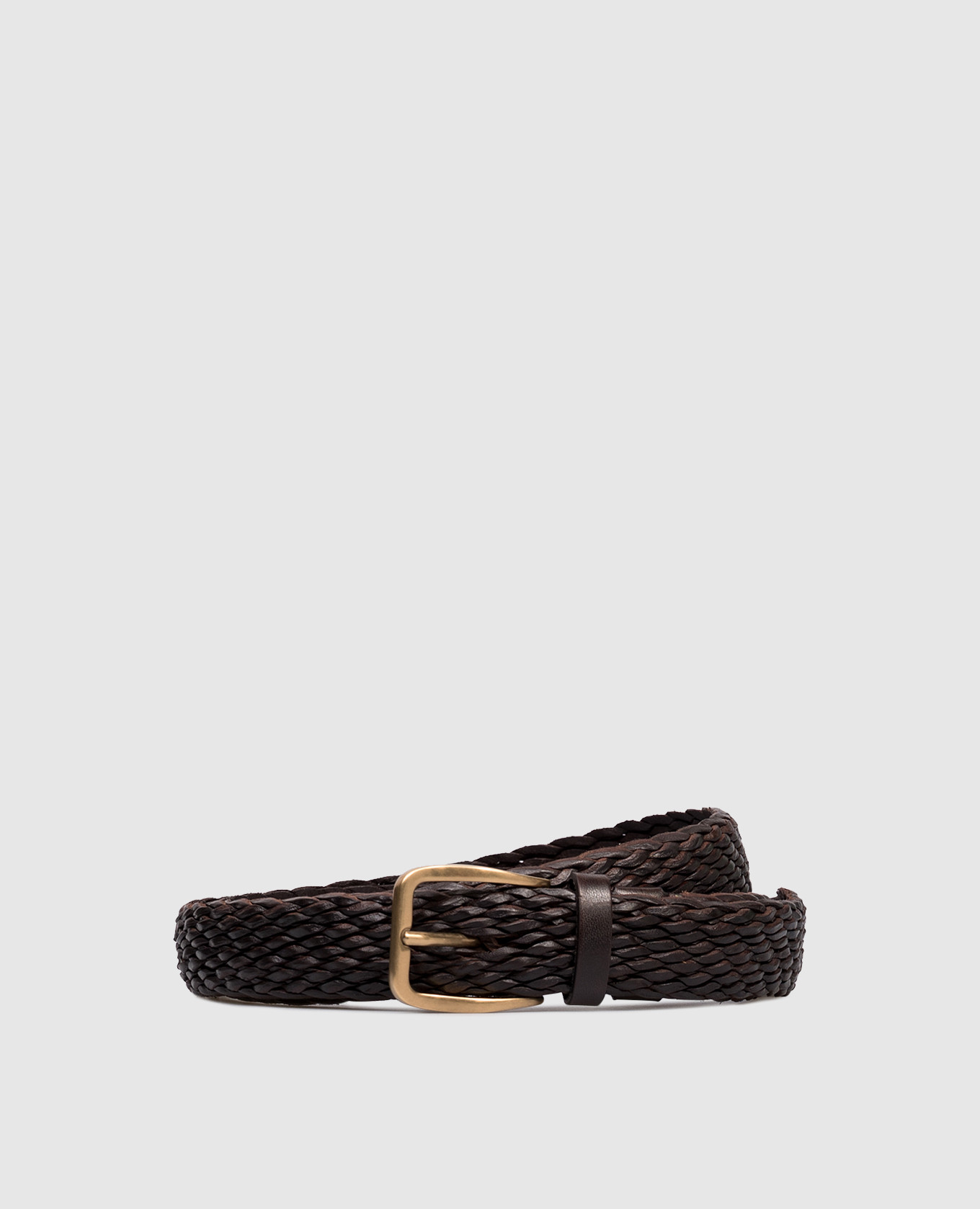 Brown leather braided belt