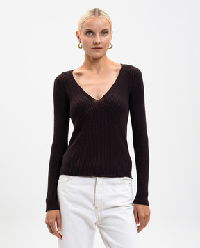 Twinset Brown wool pullover with emblem 252TT3110