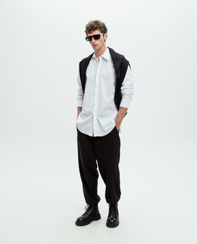 MSGM White shirt with logo monogram patch 3740ME02247505