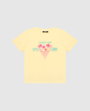Balmain Children's yellow T-shirt with branded print BW8R01Z00571214