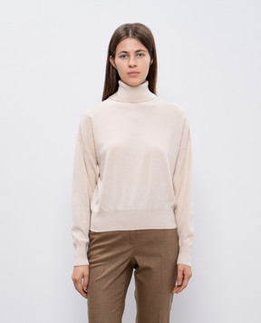 Peserico Beige wool, silk and cashmere sweater with monil chain S99609F1209018