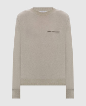 Peserico Green cashmere jumper with monil chain A99284F12K9010B