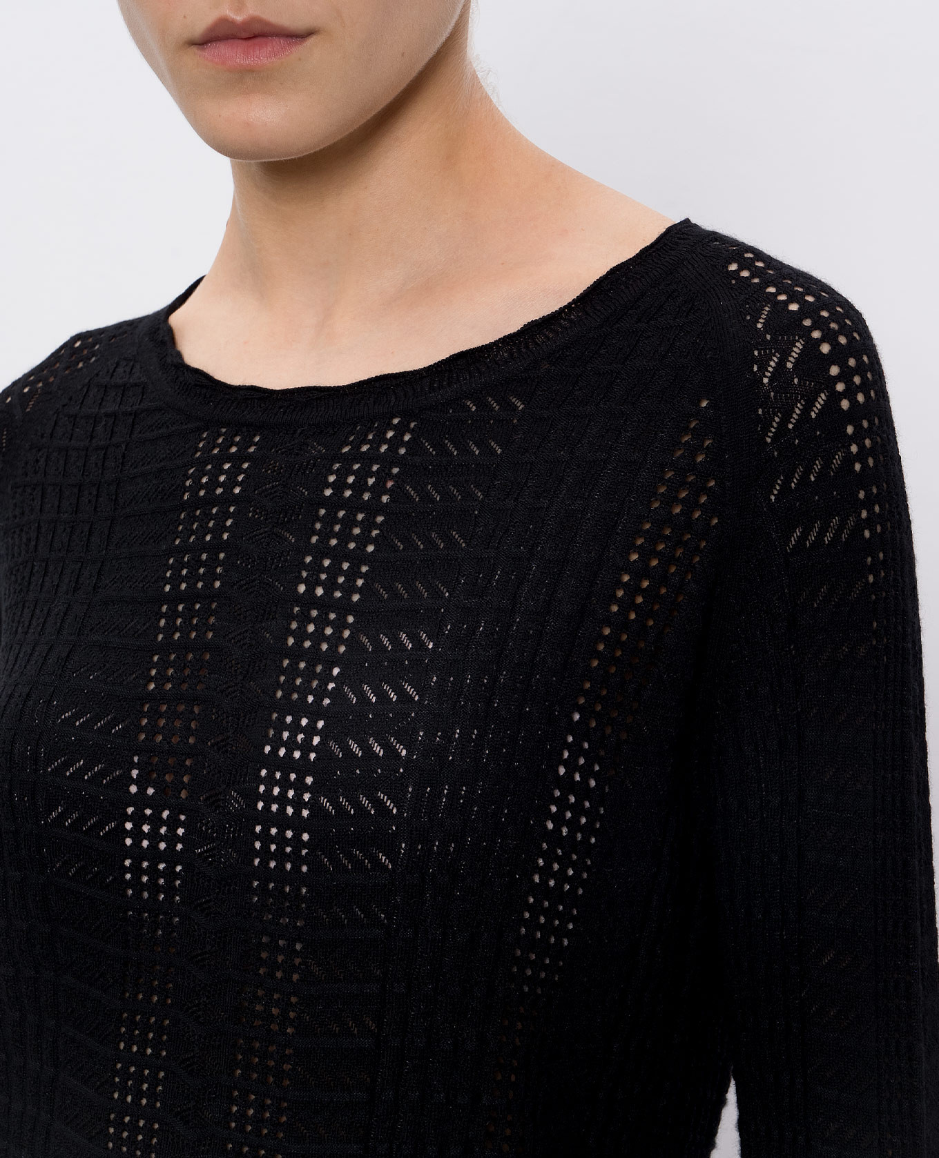 GRETA black openwork sweater made of wool and cashmere Loulou de Saison 5