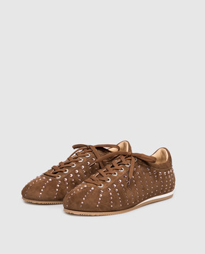 Mach&Mach Brown suede sneakers with crystals S103010SUE
