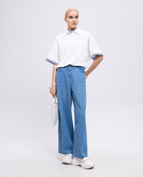 Juun.j White cropped polo with layering effect JW5442W021