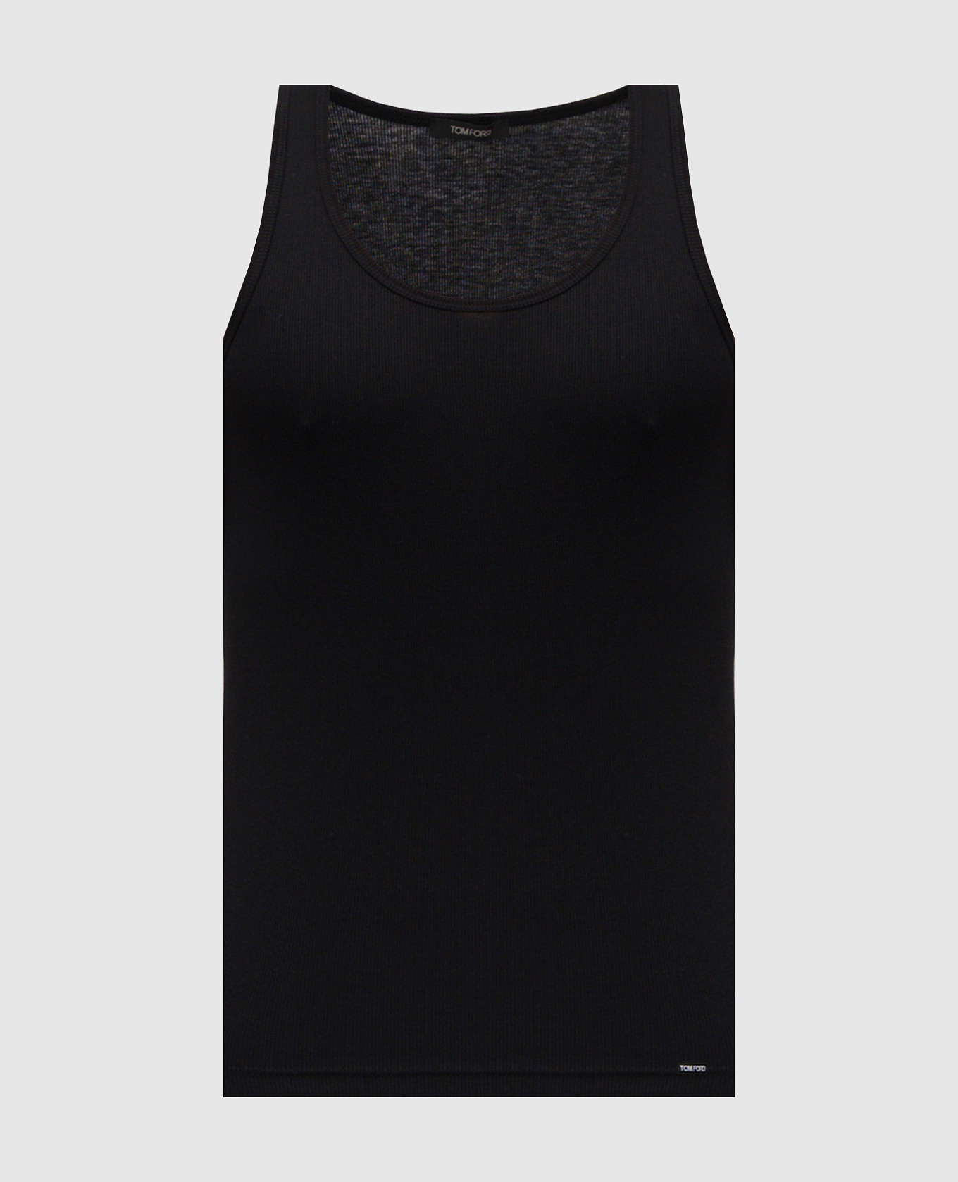 Black ribbed T-shirt with logo