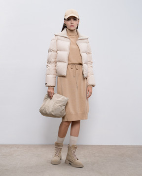 Peserico Brown wool, silk and cashmere dress with monil chain S92251F1209018