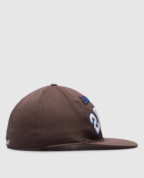 Off-White Brown cap with logo embroidery OMLB055S24FAB002
