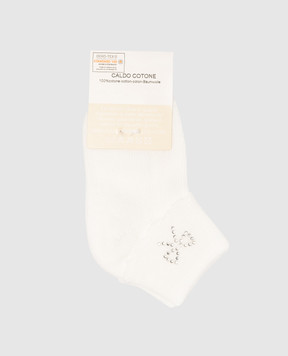 RiminiVeste Coccoli children's white socks with crystals in the form of a bow LOLLO3FS