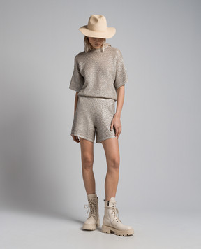 Peserico Beige openwork shorts with linen S84000F0709111