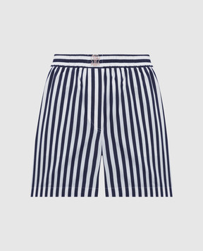 Brunello Cucinelli Pantaloncini blu con seta a righe MH757RF299