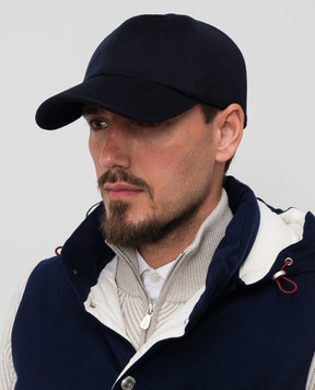 Enrico Mandelli Blue cashmere cap with logo CAP4014816