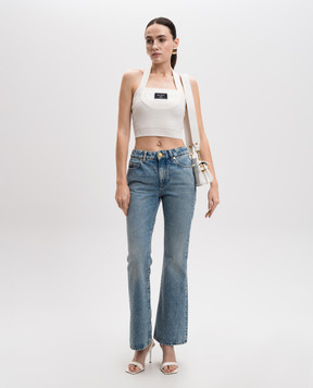 Balmain Blue flared jeans with a frayed effect EF1MJ130DF24