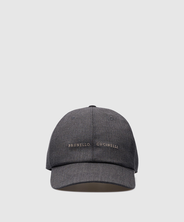 Brunello Cucinelli - Gray wool cap with logo embroidery