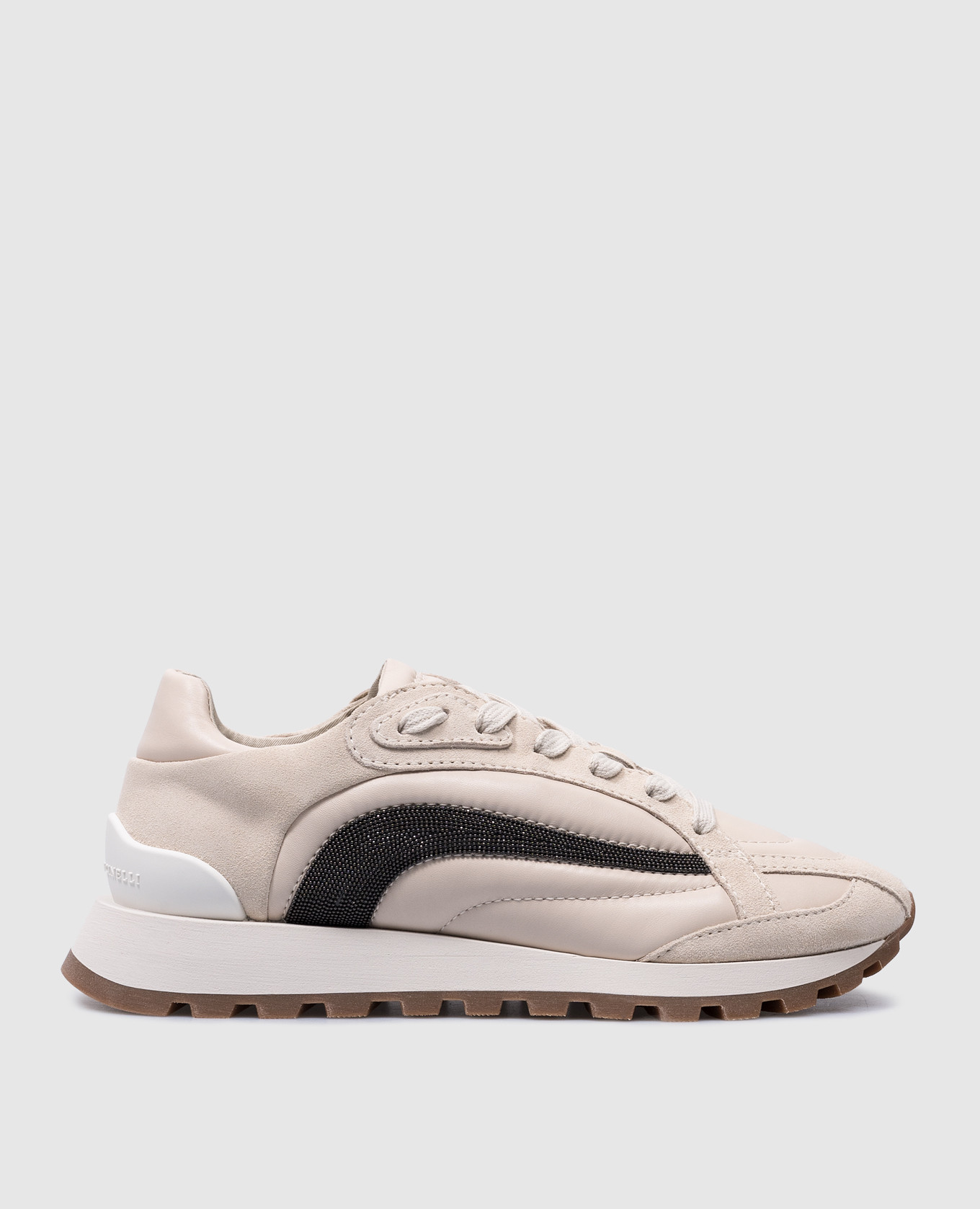 Beige sneakers with a monil chain brunello cucinelli