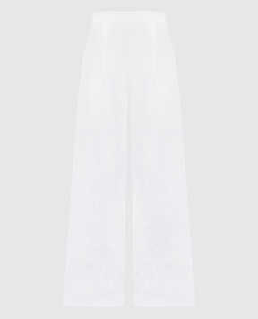 Ermanno Scervino White linen pants with broderie embroidery D464P302NZR