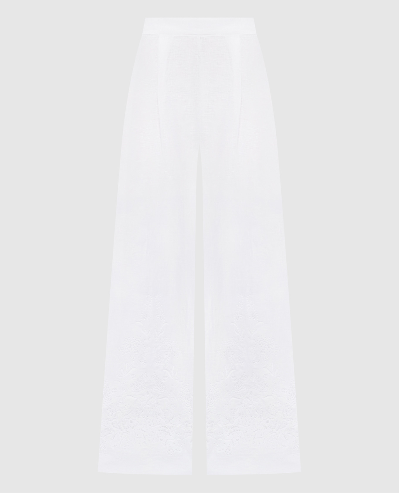 

White linen pants with broderie embroidery Ermanno Scervino