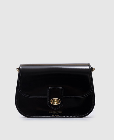 Black leather glossy bag