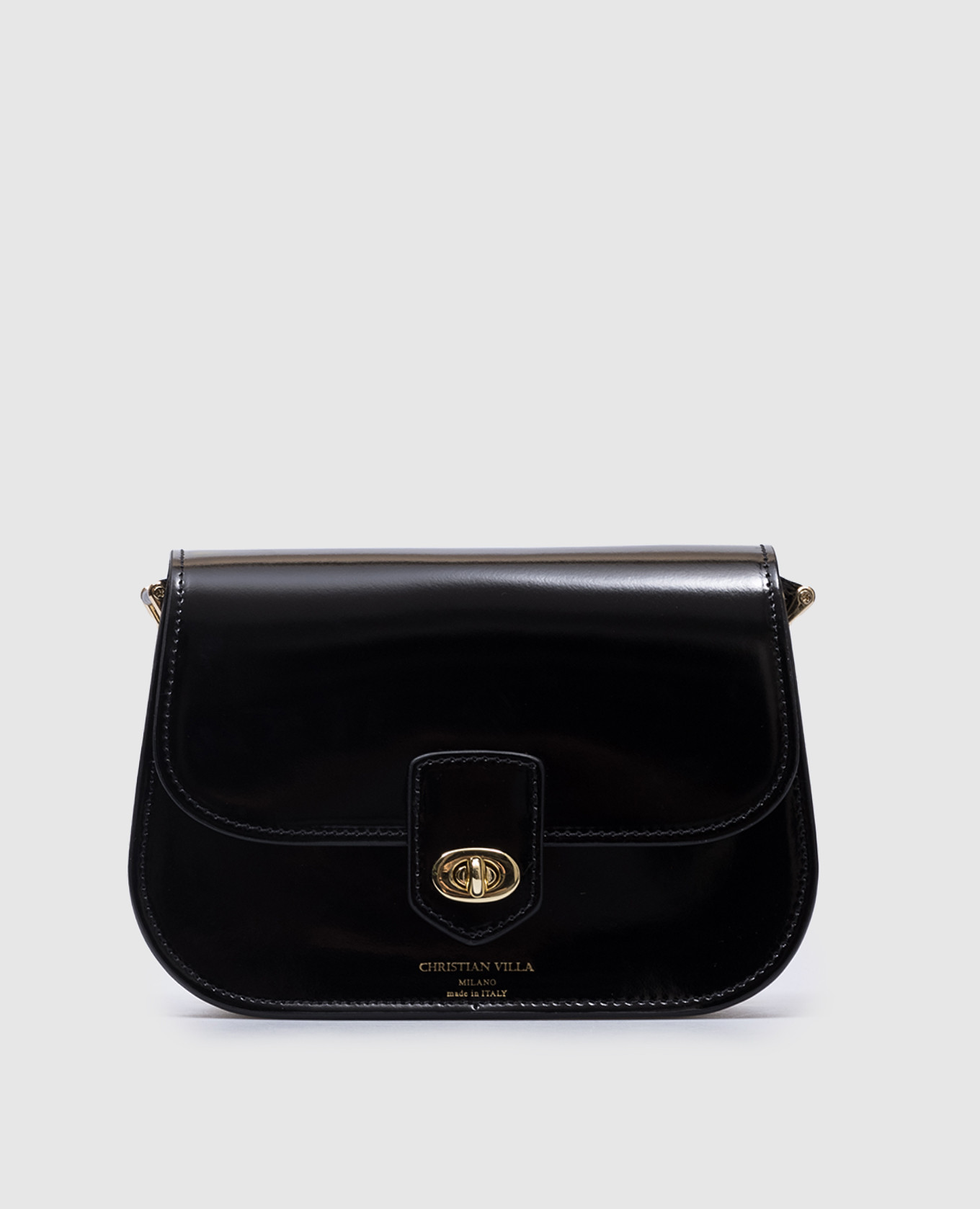 

Black leather glossy bag Christian Villa