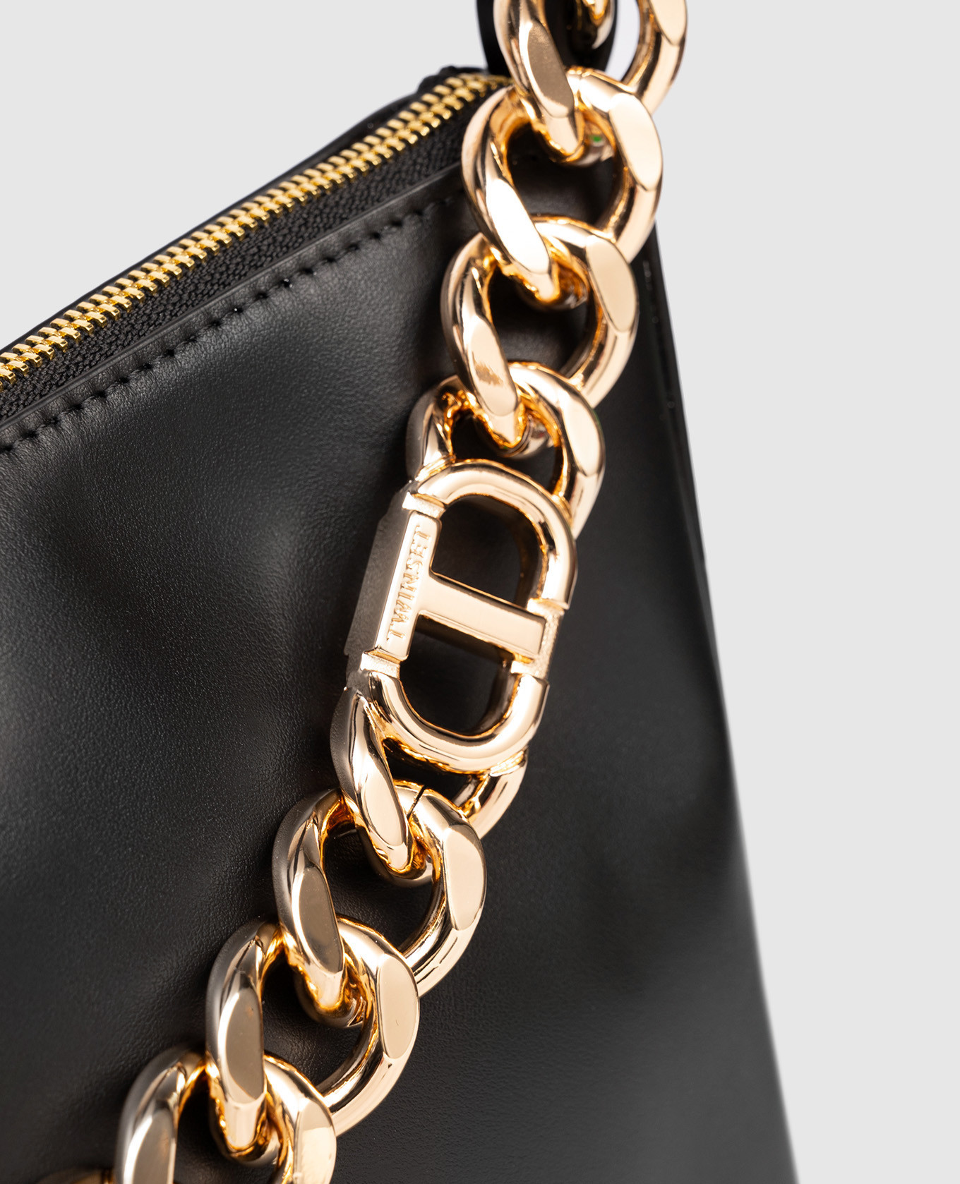 Liliane black leather hobo bag with logo Twinset 4