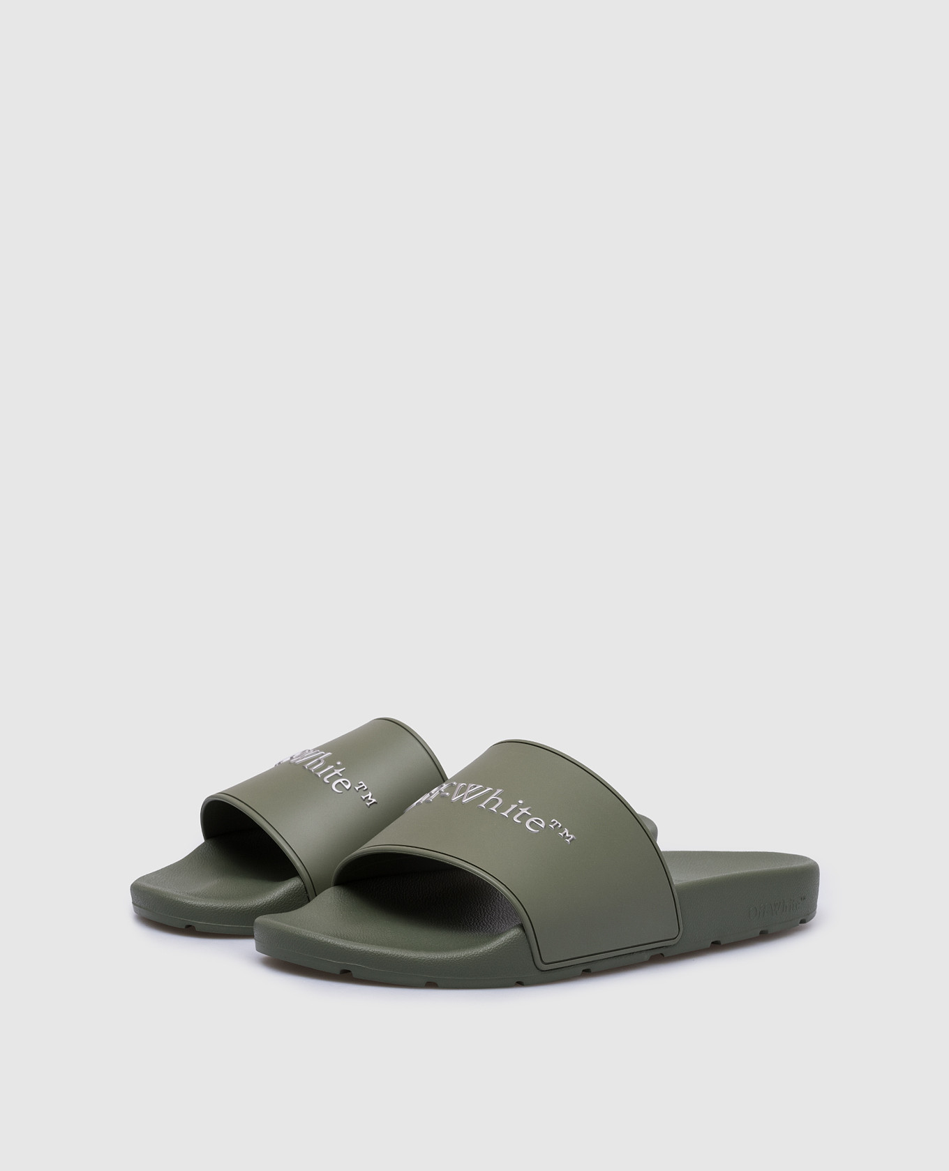 

Green sliders with textured logo Off-White